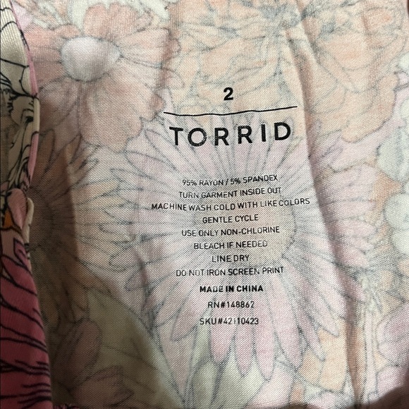 Torrid Maxi Supersoft V Neck Tiered Dress Retro Floral Pink Orange 2X - Picture 10 of 10